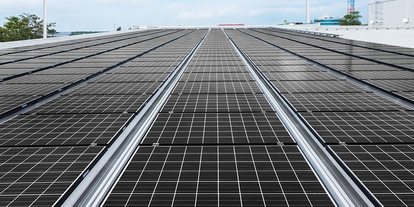 Black rooftop solar panels