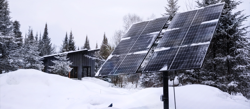 Solar panel under snow