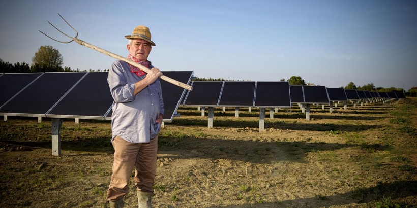 Solar panels and farmers