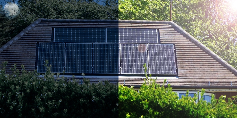 Solar panel day and night