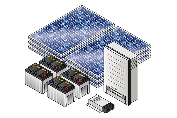 Solar panels with battery backup system