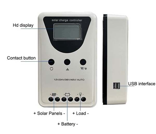 100A PWM solar charge controller keypad connection