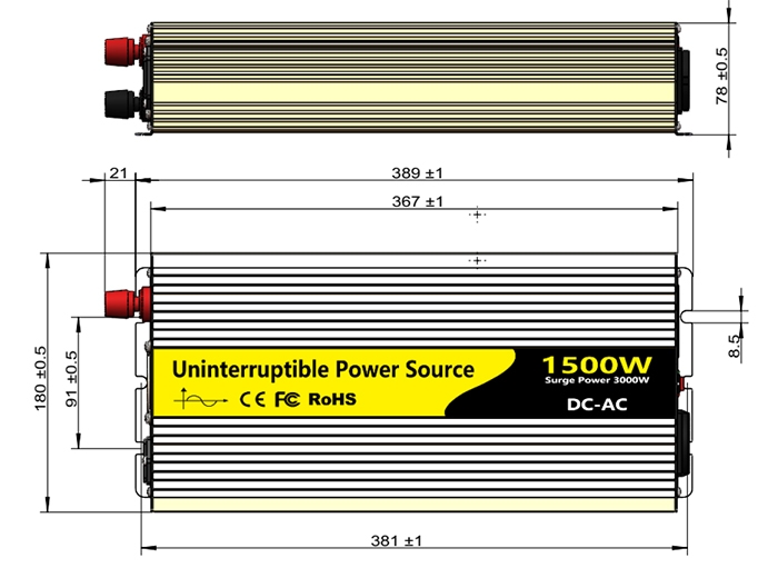 1500W UPS power inverter size