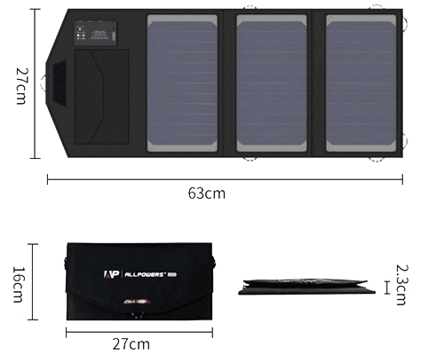 15w portable pv panel size