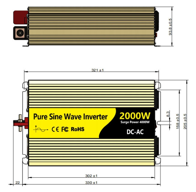 2000 watt power inverter sizes