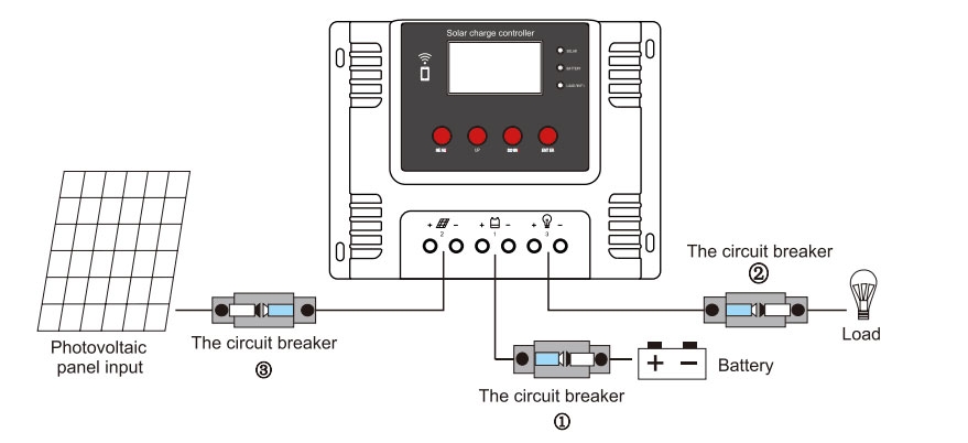 60A pwm solar charge controller install diagram