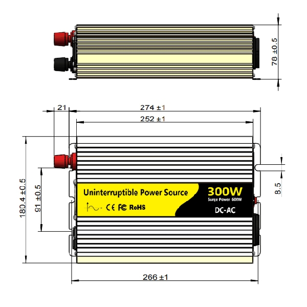 300W UPS power inverter size
