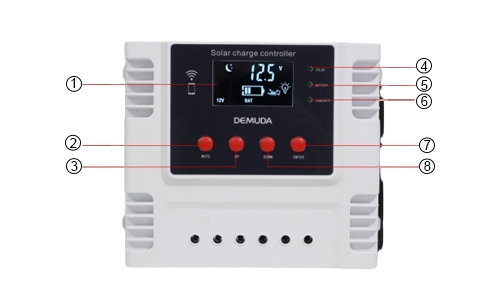 40A PWM solar charge controller keypad connection