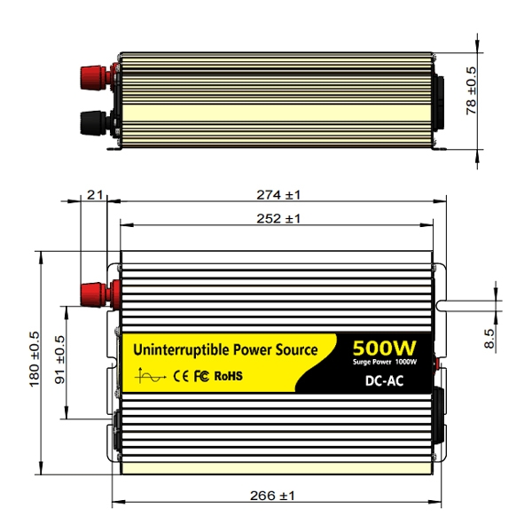 300W UPS power inverter size