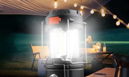 Hand crank lantern for camping feature