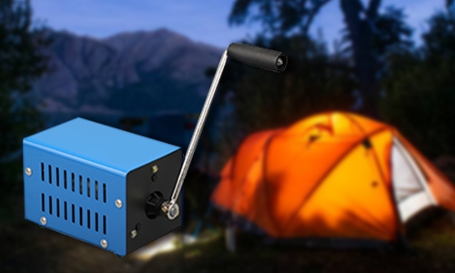 Portable hand crank electric generator feature