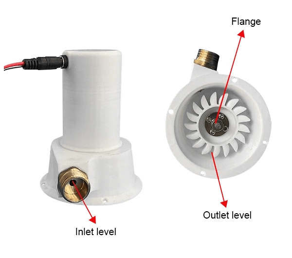 Small water turbine electric generator detail